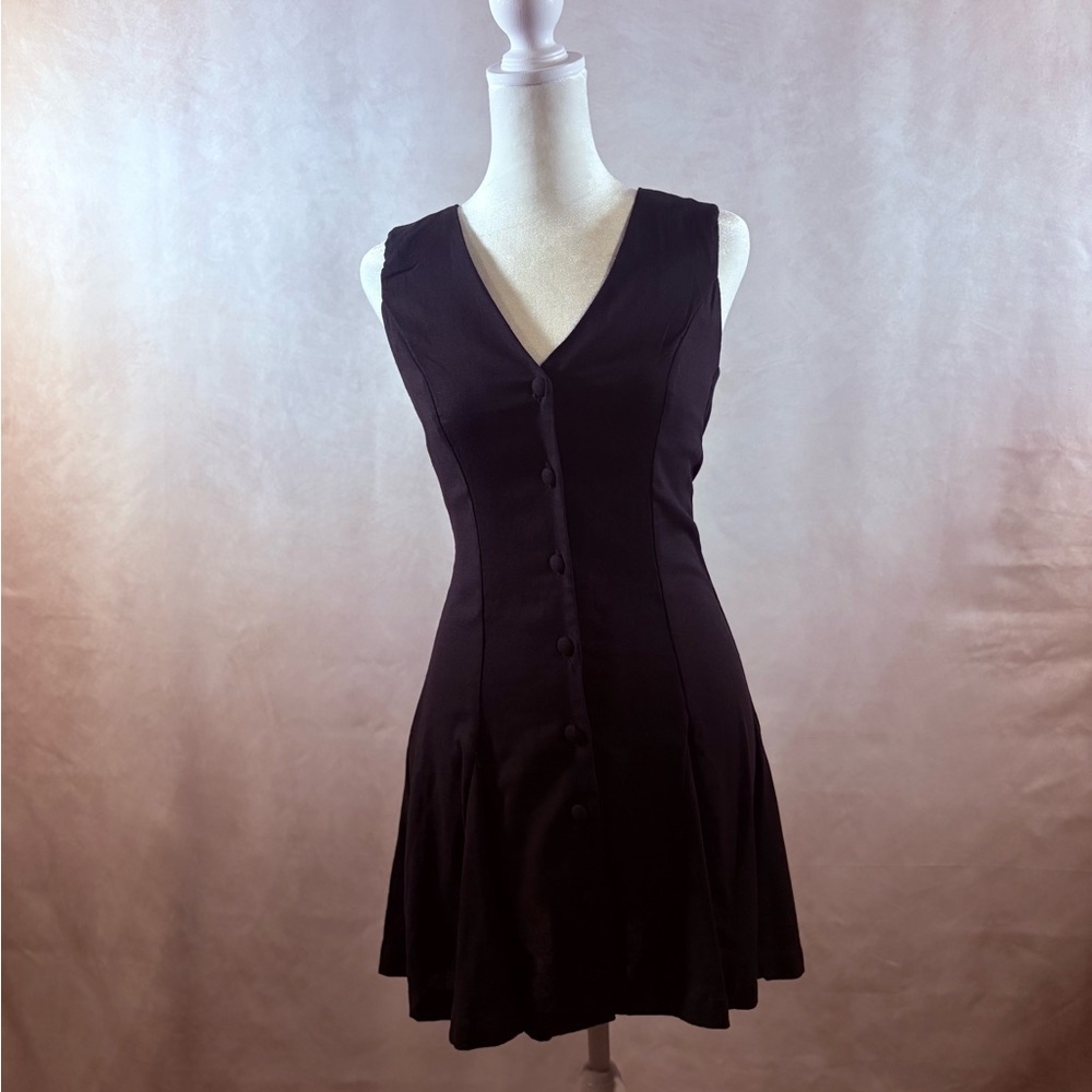 NWT - Anthropologie Monteau Black Linen Blend Button-Front Dress – Size Small